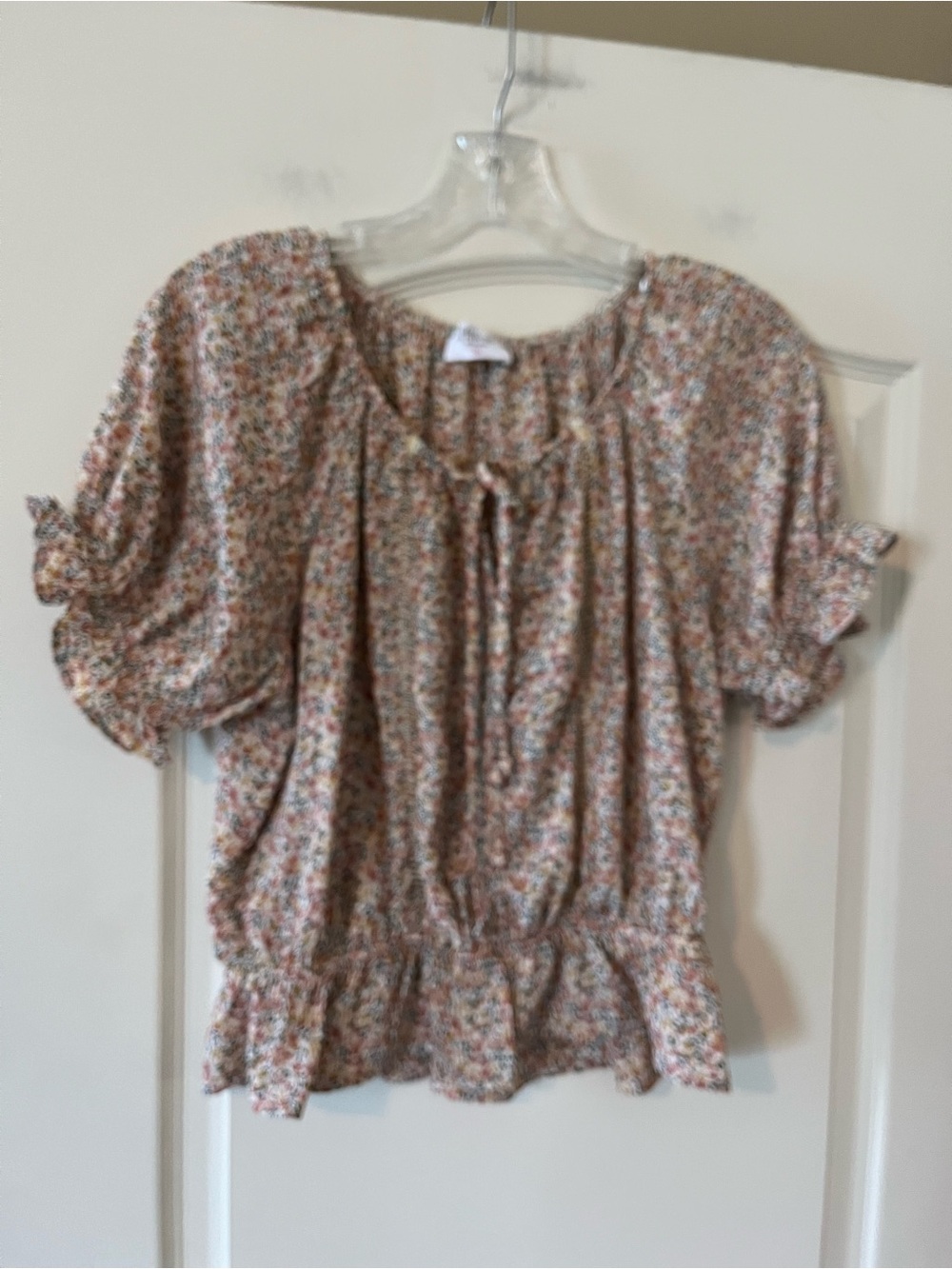Sienna Sky Mixed  Floral Tones Puff Sleeve Cinched Waist Juniors Medium